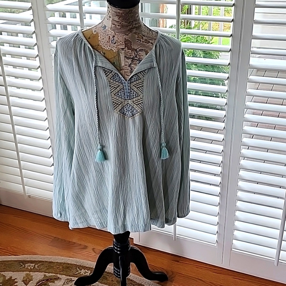J. Jill Light Blue Tunic Style Shirt - Size XL